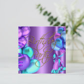 blauw teal Paars Goud Hoge Hak Schoenen Verjaardag Kaart (Staand voorkant)