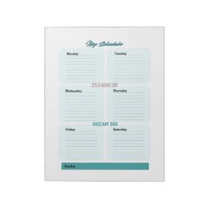 Blauw Teal Planner Schema Wekelijks Notitieblok