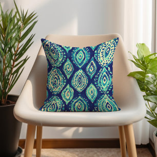 Blauw Teal Turquoise Boheem Patroon Kussen
