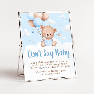 Blauw Tedere Beer Baby Shower Geen Baby Teken Poster