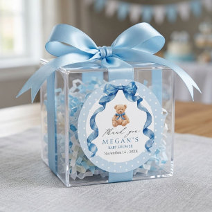 Blauw Tedere Beer Jongens Baby Shower Ronde Sticker