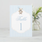 Blauw Tedoekbeer Boog Ballon Baby Jongen Tafelnumm (Staand voorkant)