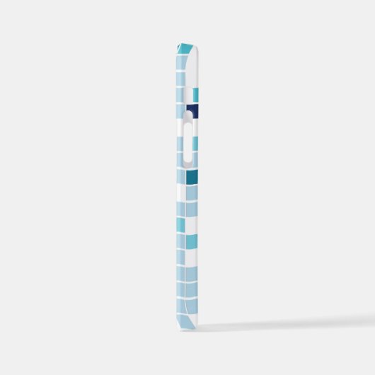 Blauw, tegel, mozaïek iPhone hoesje (Linkerkant)