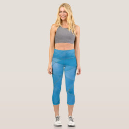 Blauw tegel patroon op capri-leggings