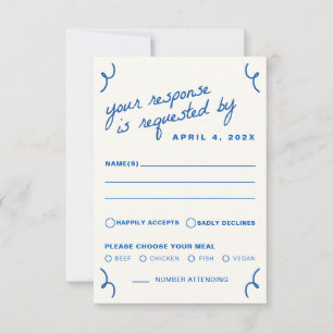 Blauw Tekenen Samen Trouwen RSVP Kaartje