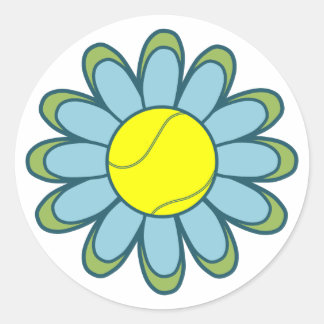 Blauw Tennis Meisje Ronde Sticker