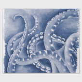 Blauw tentakelzwart-wit cadeaupapier (Vlak)