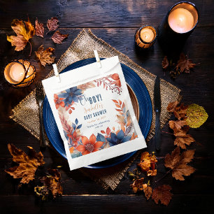 Blauw Terracotta Oh Boy Herfst Floral Baby showe Bedankzakje