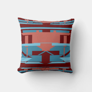 Blauw Terracotta Rood op Bourgondië Zuidwest Mozaï Kussen