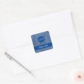 Blauw textiel, getextureerd afdrukken, elke kleur vierkante sticker (Envelop)