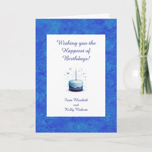 Blauw Thema Verjaardagstaart Met Sterren Kaart