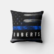 BLAUW Thin Line Disted Flag Name Pillow