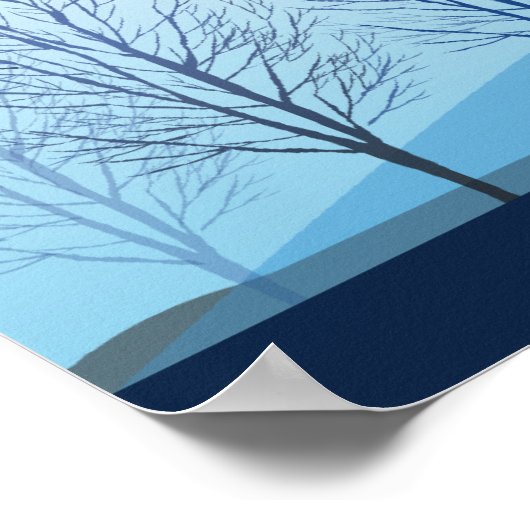 Blauw Tint Natuur Landschap Poster (Hoek)