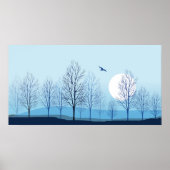 Blauw Tint Natuur Landschap Poster (Voorkant)