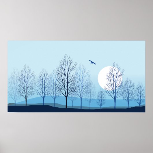 Blauw Tint Natuur Landschap Poster (Voorkant)