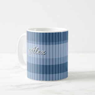 blauw tinten gestreepte verticale patroon koffiemok