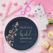 Blauw Tiny Wildflower Bruiloft Feest Papieren Bordje (Feest)