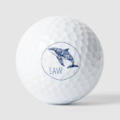 Blauw toile bloemendolfijnmonogram strand golfballen (Voorkant)