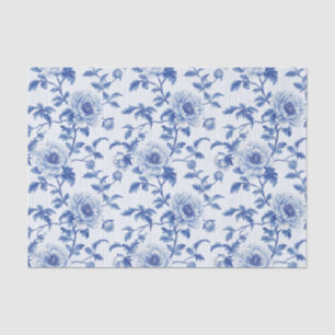 Blauw Toile Bloempatroon met Strepen Patroon Tissuepapier