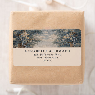 Blauw toile bruiloft vintage wandtapijt elegant etiket