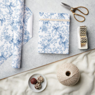 Blauw toile coquette patroon cadeaupapier