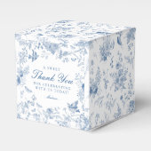 Blauw Toile de Jouy Bloemen Dessert Favoriete Boxe Bedankdoosjes (Voorkant Zijde)