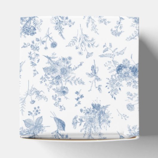 Blauw Toile de Jouy Bloemen Dessert Favoriete Boxe Bedankdoosjes (Bovenkant)