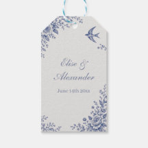 Blauw Toile de Jouy Bloemenswaluw Vintage Trouwen
