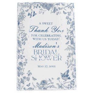 Blauw Toile De Jouy Bruiloft Favorieten Medium Cadeauzakje