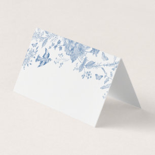 Blauw Toile de Jouy Floral Place Card Tafeldecor Kaart