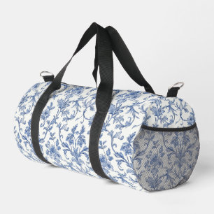 Blauw Toile de Jouy Frans landelijk bloempatroon Plunjezak