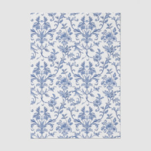 Blauw Toile de Jouy Frans landelijk bloempatroon Tissuepapier