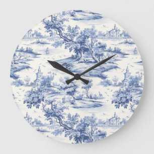 Blauw Toile de Jouy  landelijke stijl ontwerp Grote Klok