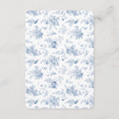 Blauw Toile De Jouy Luier Raffle Uitnodiging Invoe Informatiekaartje (Achterkant)