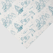 Blauw Toile de Jouy Moderne Kerstscènes Tissuepapier (Detail)