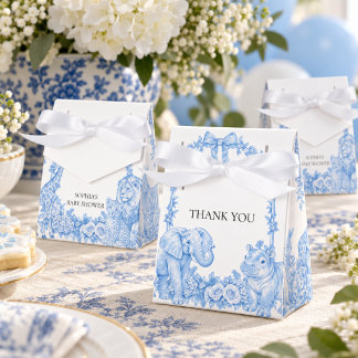 Blauw Toile de Jouy Safari Baby Shower Dankjewel Bedankdoosjes