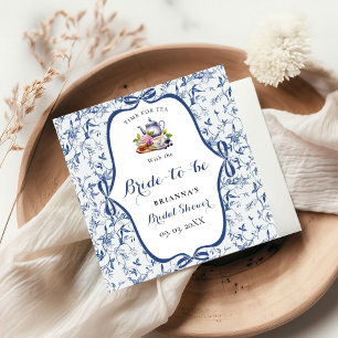 Blauw Toile de Jouy Theepartij Bruidsmeisjesfeest Servet