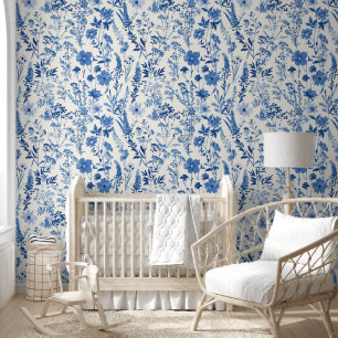 Blauw Toile  Elegant Antiek Behang