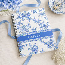 Blauw toile gepersonaliseerde naam notitieboek