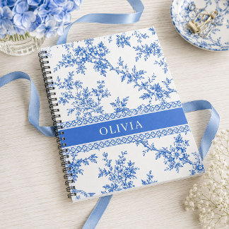 Blauw toile gepersonaliseerde naam notitieboek