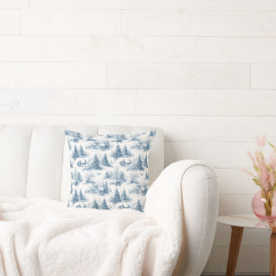 Blauw toile kerstpatroon kussen