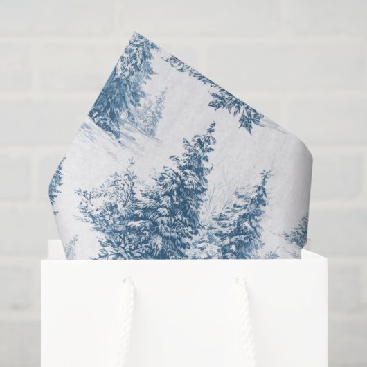 Blauw toile kerstpatroon tissuepapier (Cadeauzakje)