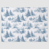 Blauw toile kerstpatroon tissuepapier (Voorkant)