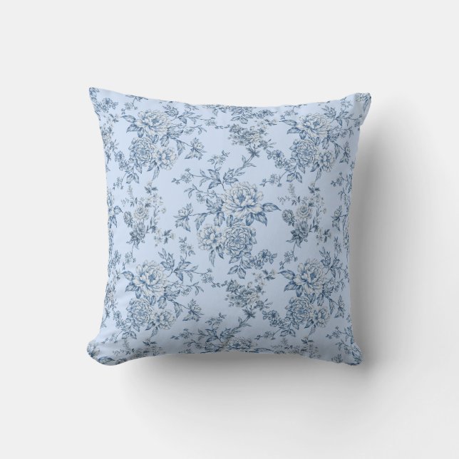Blauw toile  kussen (Voorkant)