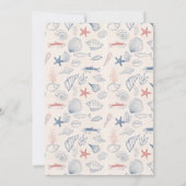 Blauw toile oceaaan bruiloftsshower uitnodiging (Achterkant)