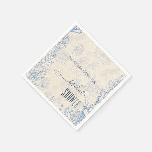 Blauw toile oceaanthema Bruidsdouche Servet (Hoek)