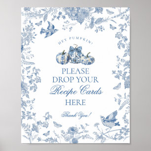 Blauw toile pompoen Frans herfst deel een recept b Poster