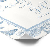 Blauw Toile Teddybeer Kaarten & Gifts Tafelteken Poster (Hoek)