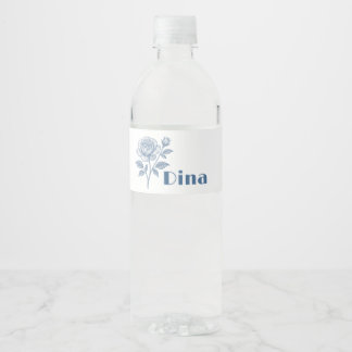 Blauw toile waterfles etiket
