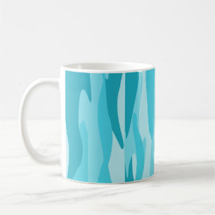 Blauw Tonaal Abstract Camouflage Worpkussen Koffiemok